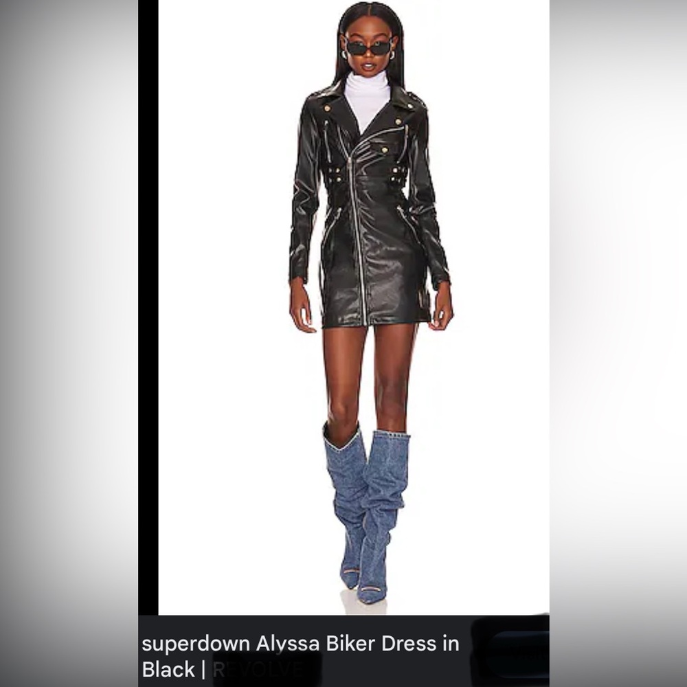 SUPERDOWN LEATHER Biker Dress-SIZE:XS